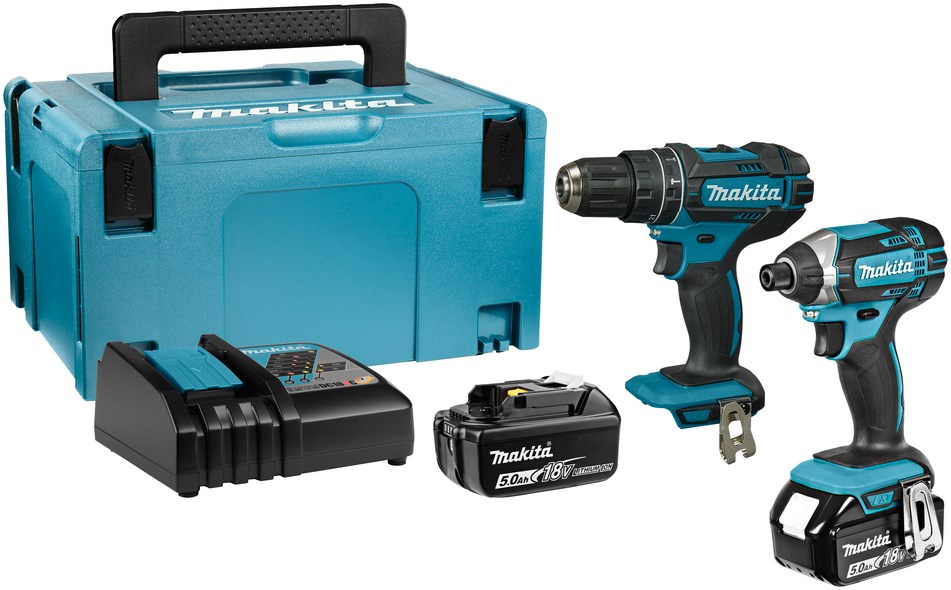 DLX2131TJ 18V combiset DHP482 accu klopboormachine + DTD152 slagschroevendraaier (2x 5.0Ah accu) in Mbox